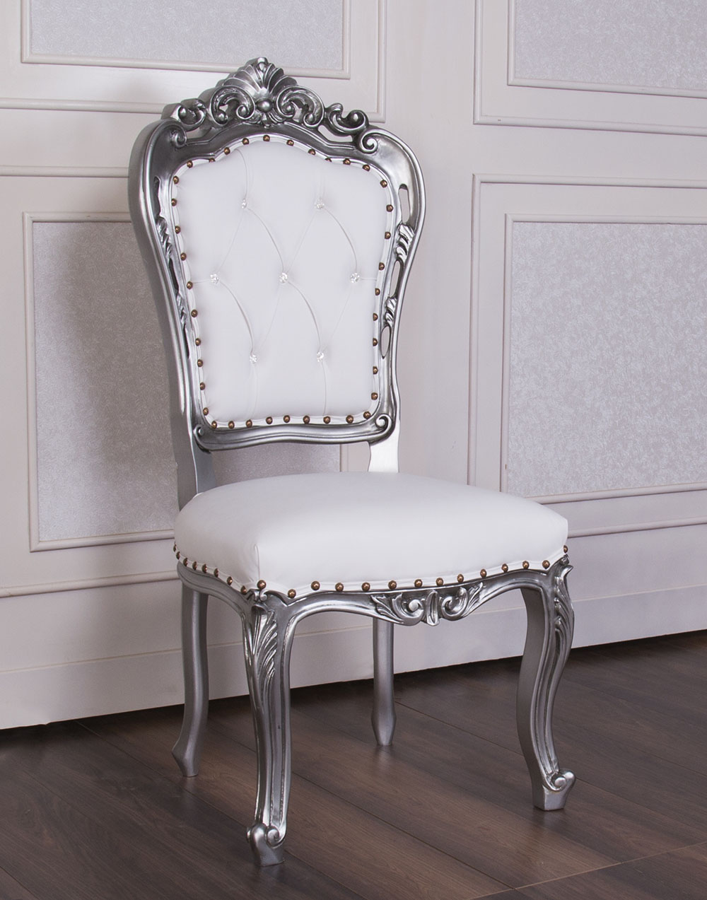 Silver & White ANUBIS Dining Chair
